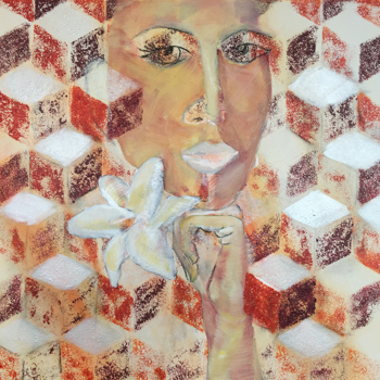 Licht der Lianenfrau - Weibliche Kraft leben - Malerei Ausdruck von  Emotion mit Licht, Farbe und Form. Acryl auf Leinwand 60x60 cm birgitneururer.com