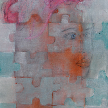 Licht der Lianenfrau - Weibliche Kraft leben - Malerei Ausdruck von  Emotion mit Licht, Farbe und Form. Acryl auf Leinwand 40x100 cm birgitneururer.com