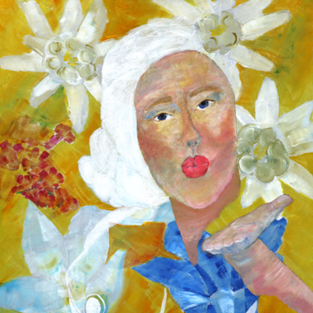 Licht der Lianenfrau - Weibliche Kraft leben - Malerei Ausdruck von  Emotion mit Licht, Farbe und Form. Acryl auf Leinwand 70x100 cm birgitneururer.com