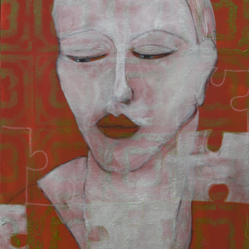 Licht der Lianenfrau - Weibliche Kraft leben - Malerei Ausdruck von  Emotion mit Licht, Farbe und Form. Acryl auf Leinwand 50x100 cm birgitneururer.com