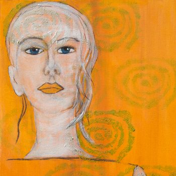 Licht der Lianenfrau - Weibliche Kraft leben - Malerei Ausdruck von  Emotion mit Licht, Farbe und Form. Acryl auf Leinwand, 40x120 cm. Titel: Klang & Energie, birgitneururer.com